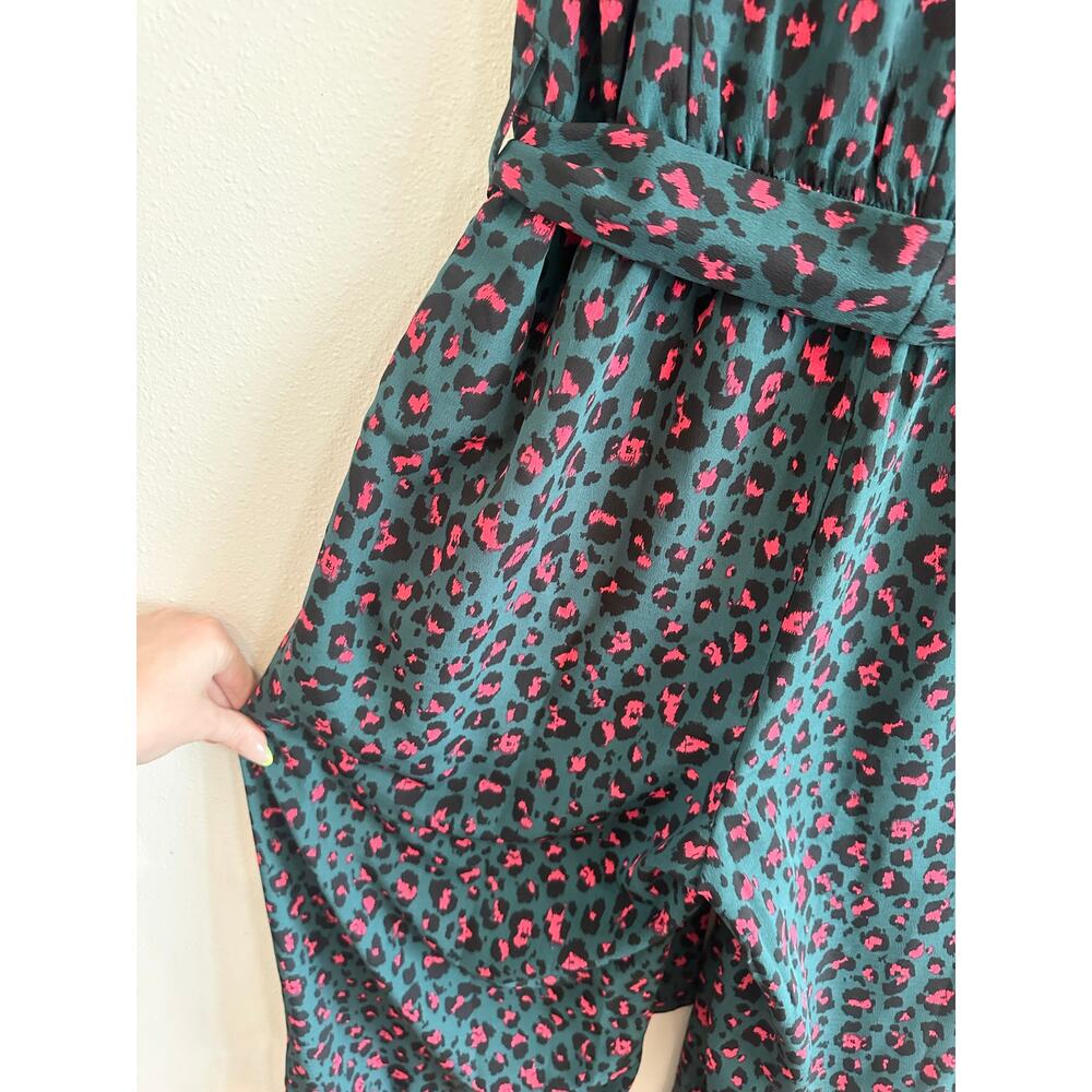 Dark Teal and Hot Pink Cheetah Print Jumpsuit size large - Picture 10 of 12